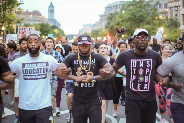black lives matter protest in a full street