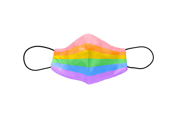 A medical mask with rainbow strip coloring