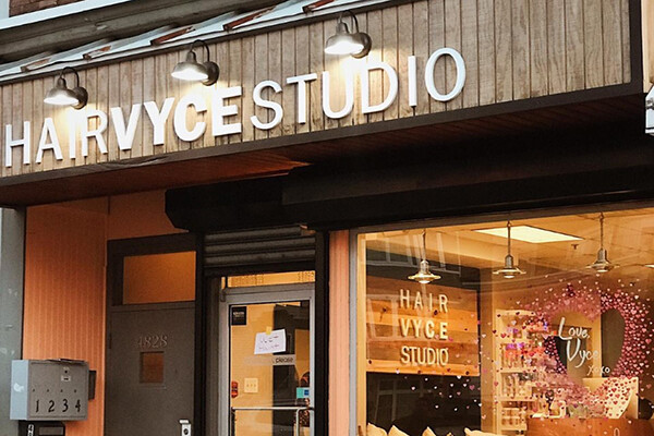 Hair Vyce Studio, at 48th Street and Baltimore Avenue. 