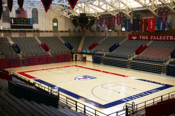 The Palestra arena at Penn sits empty.