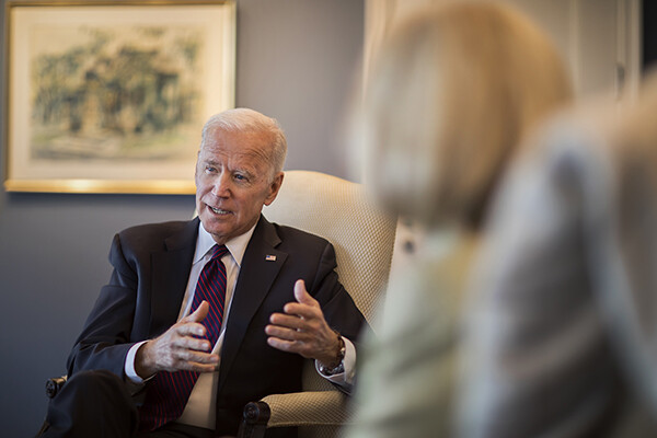 Biden speaking in his offie at the Penn Biden Center