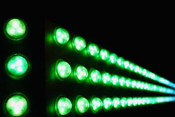 a line of green LED lights