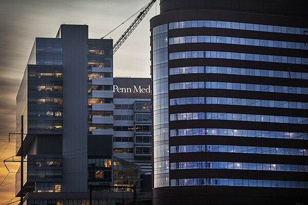 Dusk shot of Penn Medicine buildings