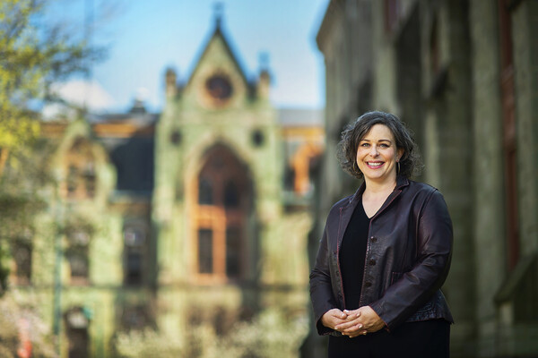 Professor Elly Truitt standing on Penn's campus