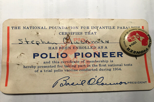 Stephen Gluckman’s polio vaccination card