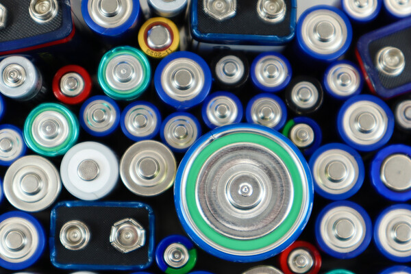 Array of multi-sized lithium batteries.