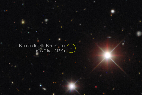 an image of the night sky with an object circled and annotated with Bernardinelli-Bernstein (C/2014-UN271)