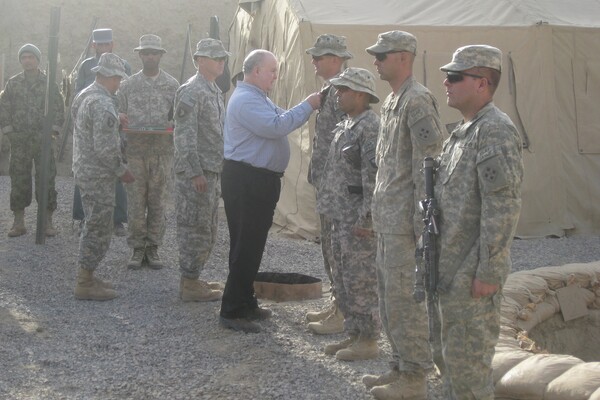 Joseph Westphal with American soldiers in Afghanistan