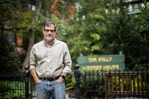 Al Filreis standing in front of the Kelly Writers House