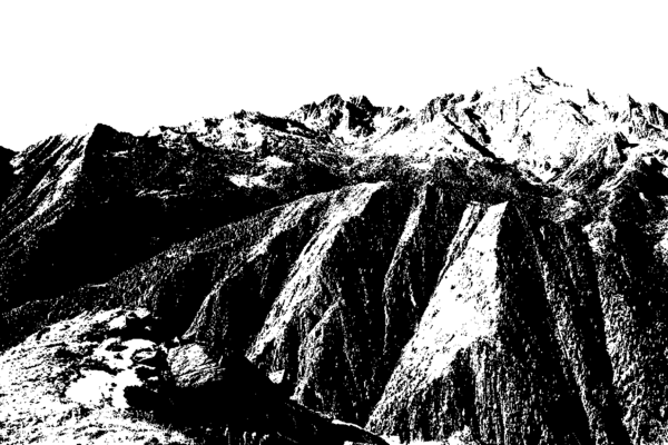 a black and white landscape of rocky mountains