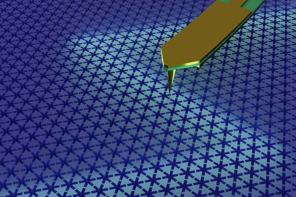 a close up of a needle etching stars into a blue membrane with a Z down the middle