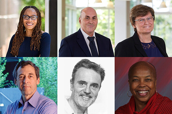 A grid of people that includes, in the top row, Dorothy Roberts, Drew Weissman, and Katalin Karikó, and in the bottom row, Yale Goodman, Nicholas Sambanis, and Diana Kotzin.