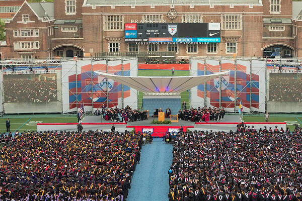 Aerial view of Franklin Field during Penn’s Commencement.