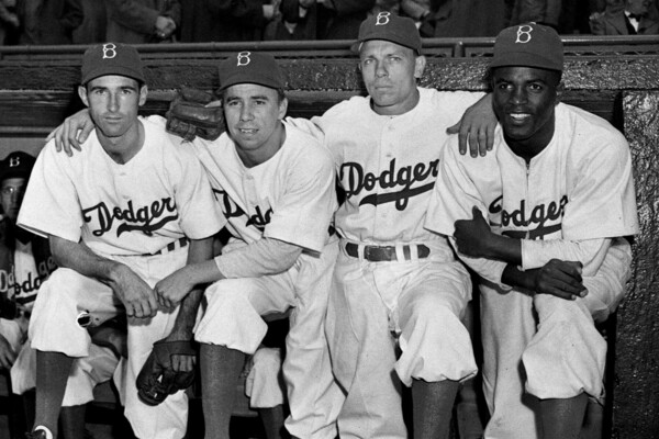 jackie robinson in the dugout