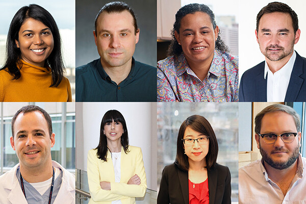 Eight Penn scientists have received NIH grants through High-Risk, High-Reward Research program. They are pictured left to rigt top to bottom: Perelman School of Medicine’s Bushra Raj, Luca Busino, Donita Brady, Eric Witze, Terence Gade, Amelia Escolano, Chengcheng Jin, and George Burslem.