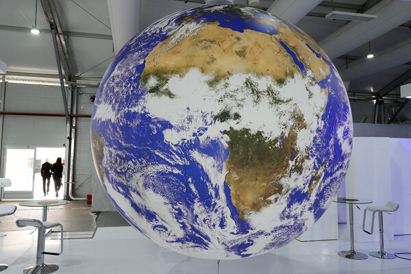 The American continent is seen on a revolving globe