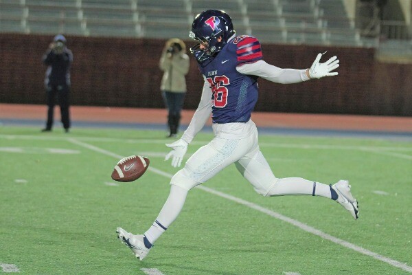 Adrian Montemayor of the sprint football team prepares to punt a football during a game at Franklin Field.