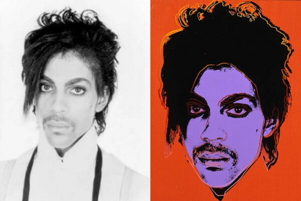 Left: Photograph © Lynn Goldsmith; Right: Art work from The Andy Warhol Foundation 