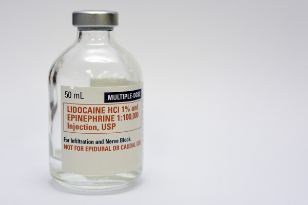 A vial of lidocaine.