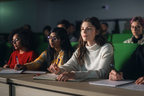 College students in a classroom.