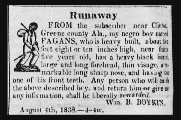 An advertisement for a runaway enslaved child from the 1700s.