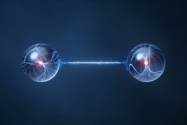  3D rendering of artist's interpretation of quantum entanglement.