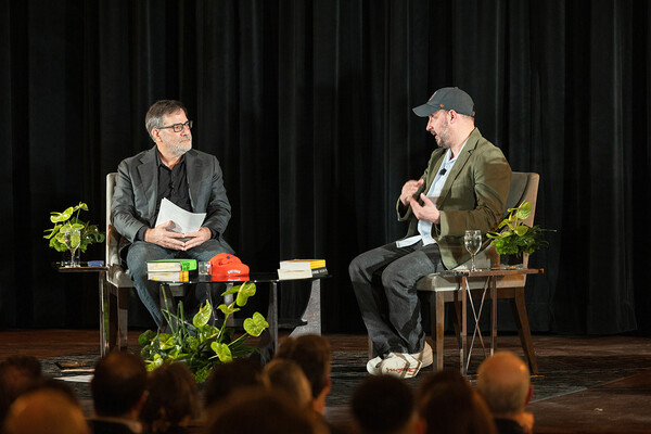 Al Filreis and Nate Silver in discussion on stage.