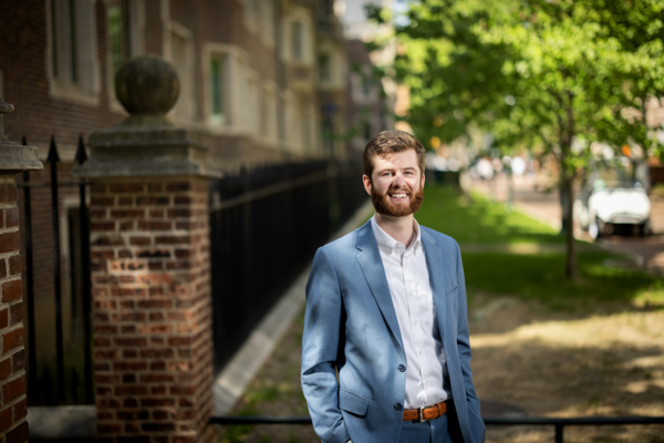 Chip Chambers stands on college campus.
