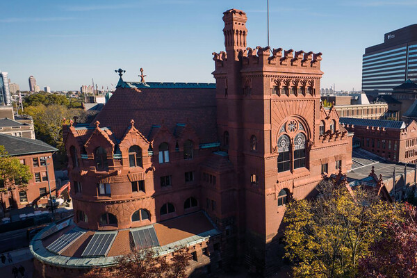 exterior of brick and terracotta building