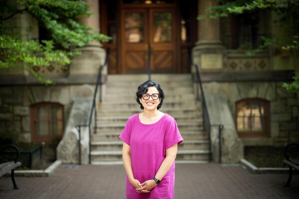 Jennifer Morton stands in front of Cohen Hall at the University of Pennsylvania.
