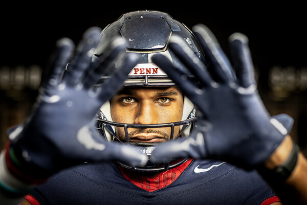 Jared Richardson poses as if he is about to catch a ball.