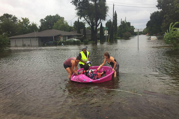 A flooded street in Houston after Hurricane Harvey. 