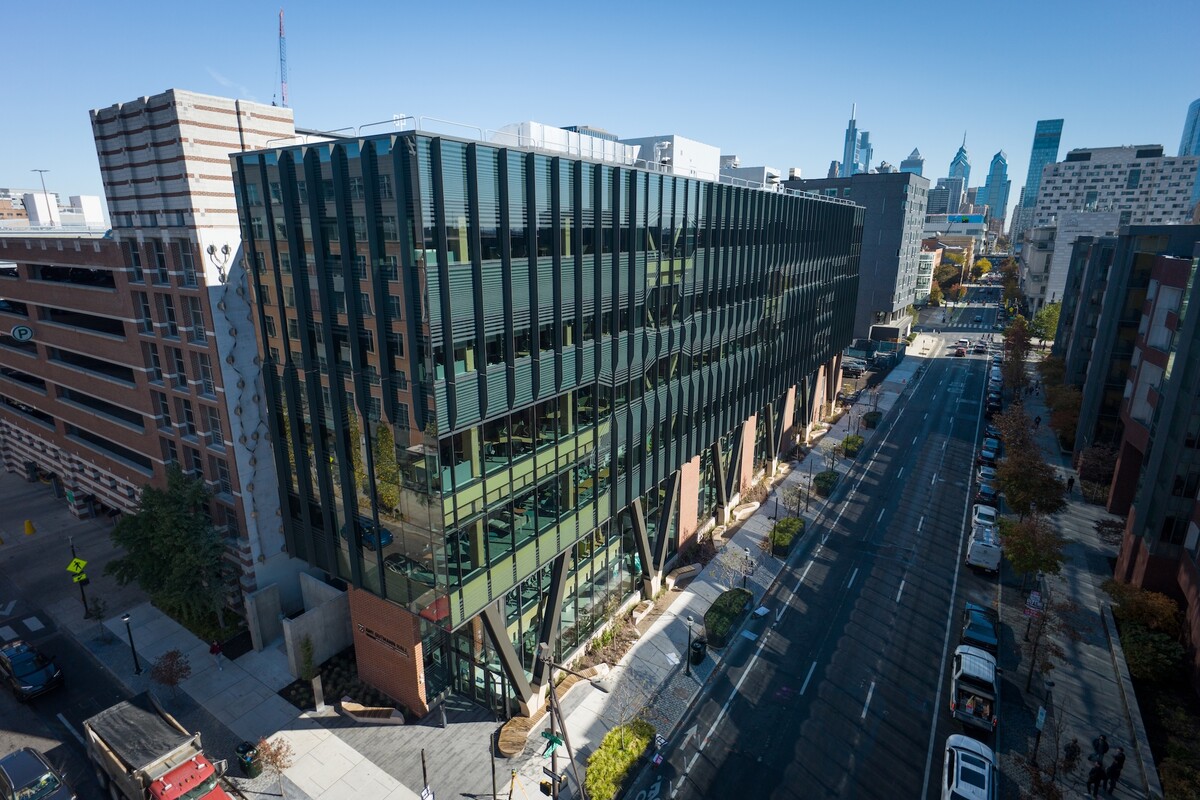 Aerial shot of Amy Guttman Hall