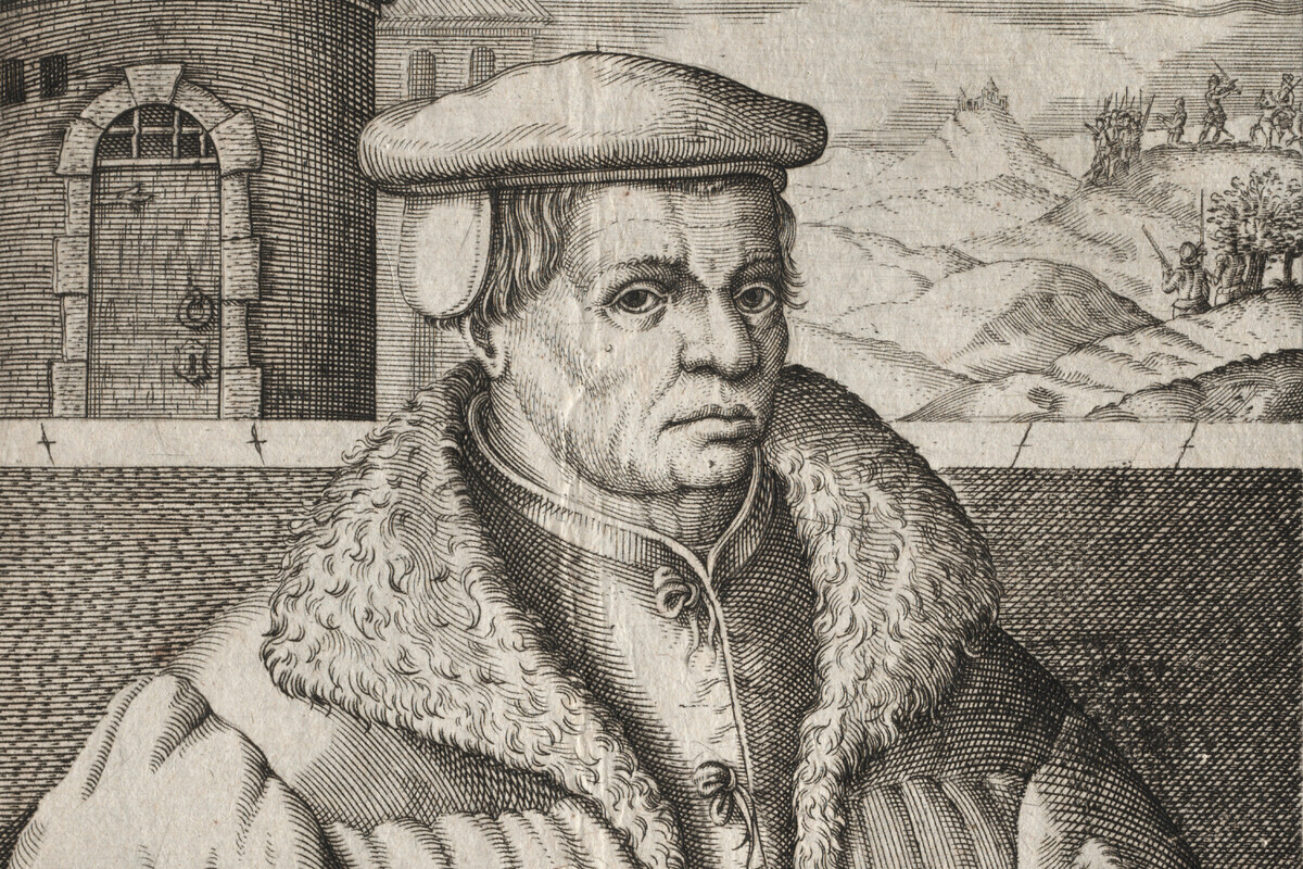 Selection of a portrait of Thomas Muntzer from 1609.