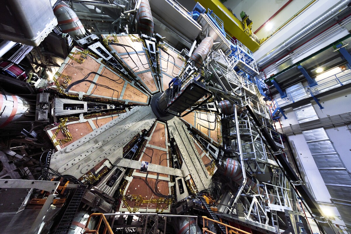 Close-up of ATLAS detector at CERN.