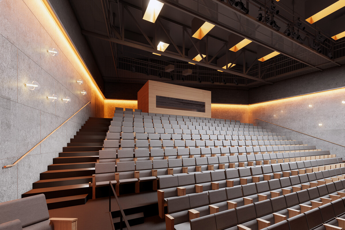 Rendering of the interior of a new theater at Penn.