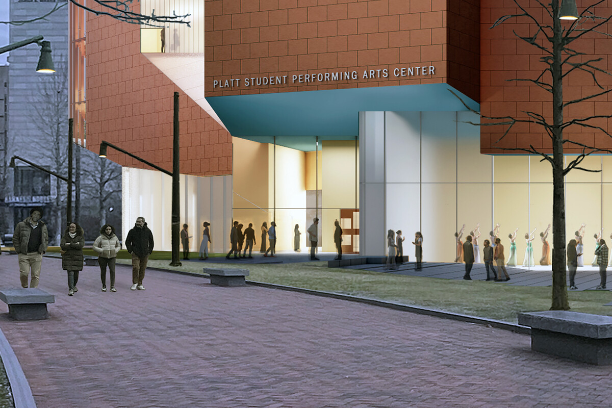 Artist rendering of the new Platt Student Performing Arts Center.