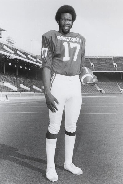 Martin Vaughn poses in his full dress uniform on Franklin Field.
