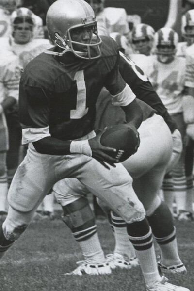 Dennis Coleman prepares to hand the ball off during a game.