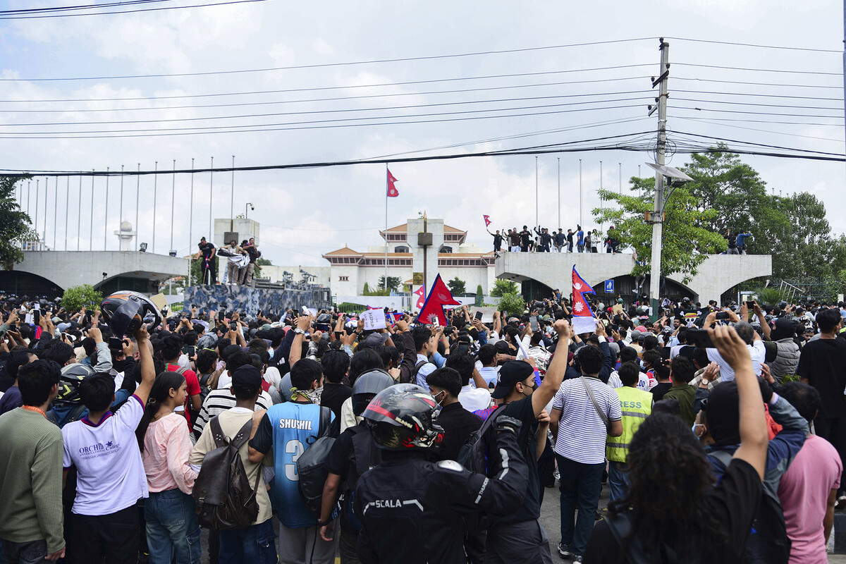 Gen Z protesters gathered at a parliament house in Nepal.